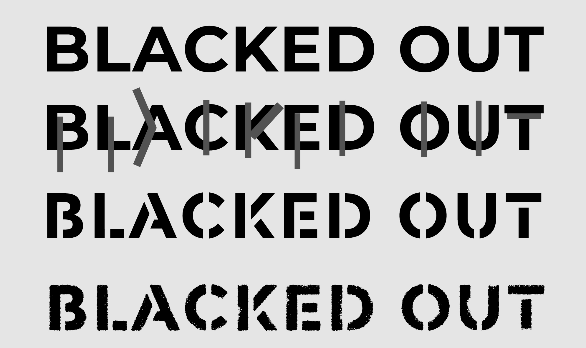 Process of creating the Blacked Out logo stencil effect