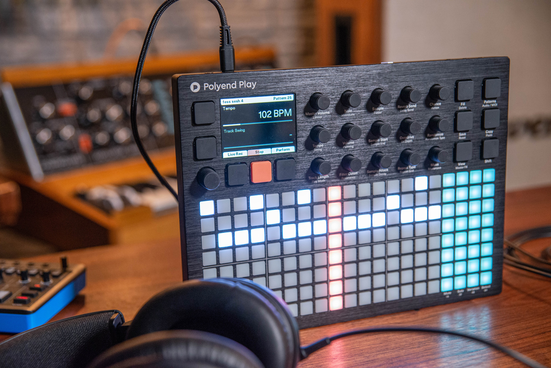 Photo of a Fender guitar on a decorative background