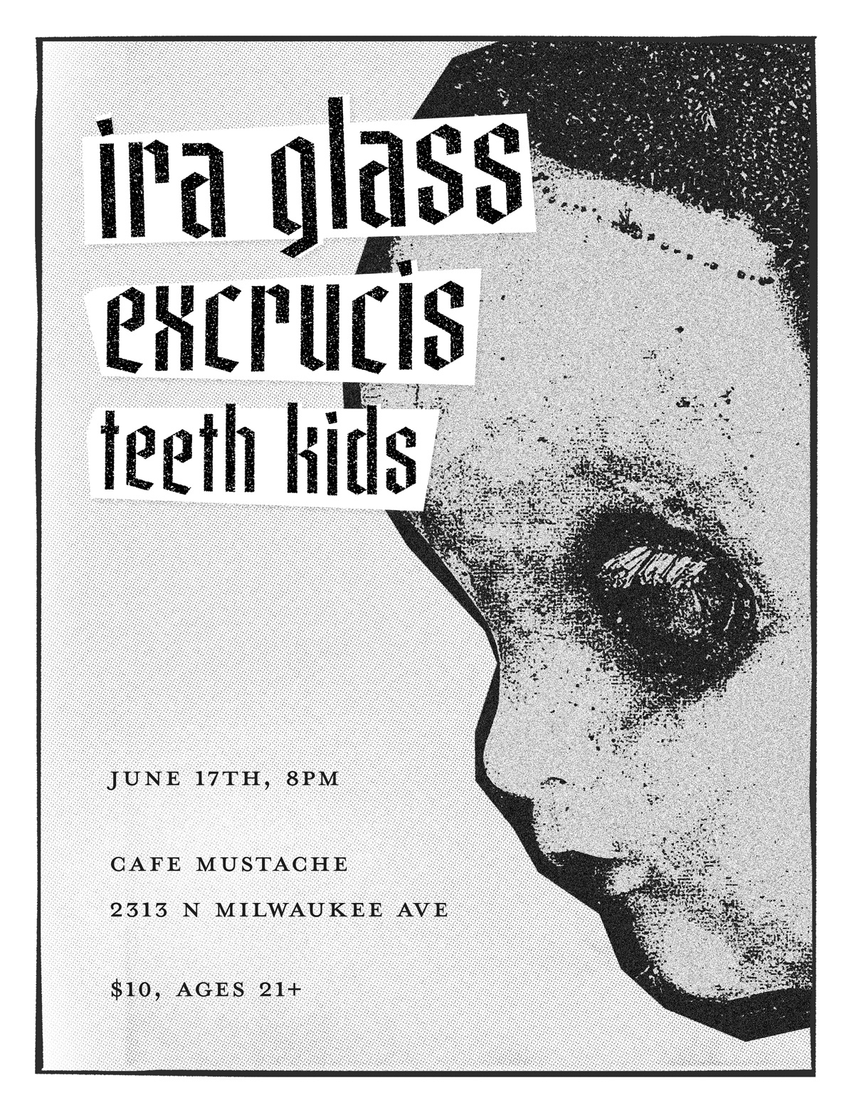 Black and white version of the flyer design