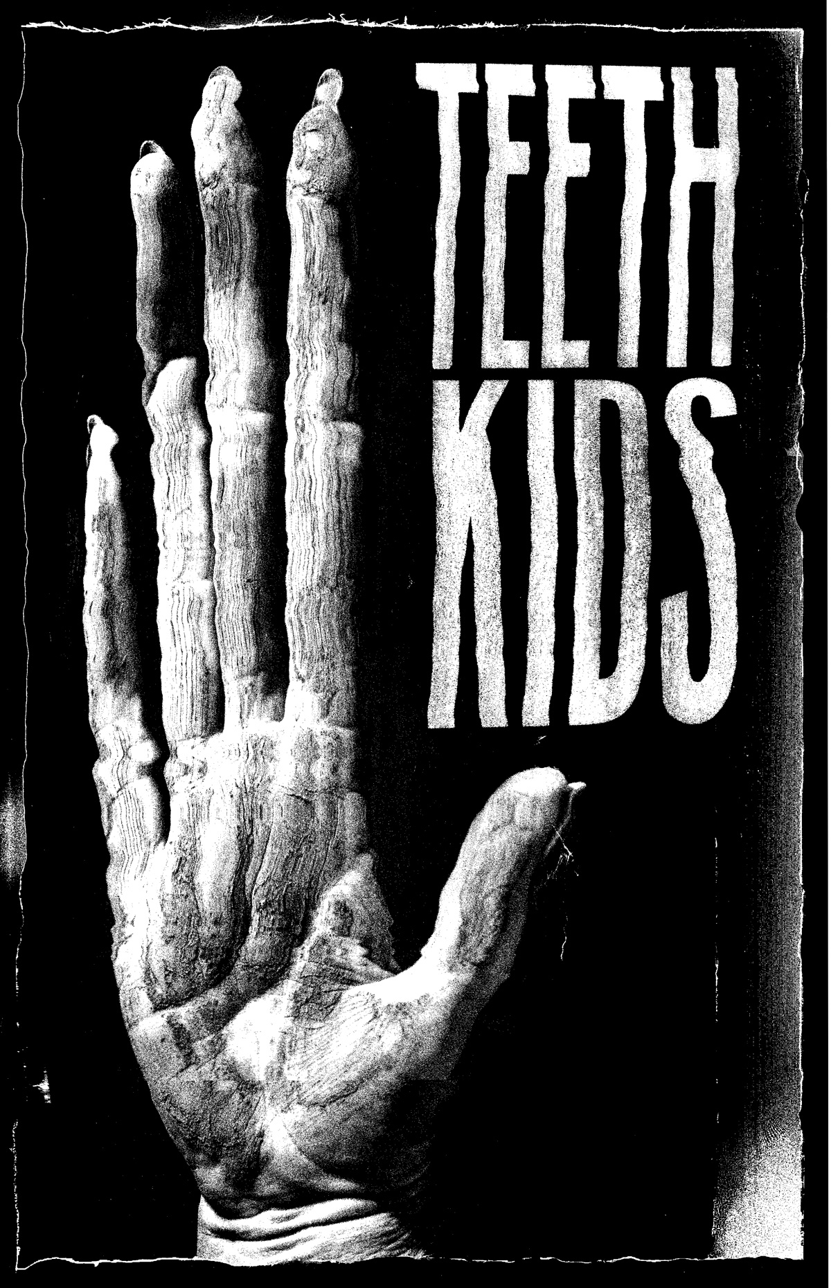 Illustration of a distorted hand with text saying Teeth Kids