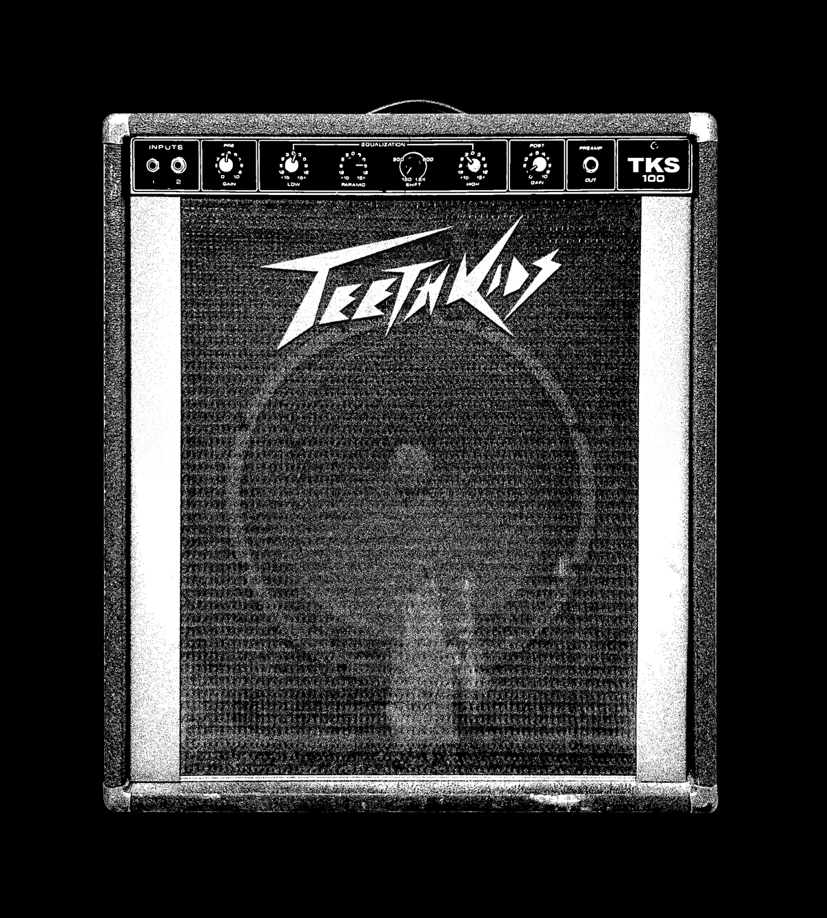 Illustration of a guitar amplifier with Teeth Kids styled like the Peavey logo