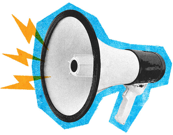 Print-like illustration of a megaphone