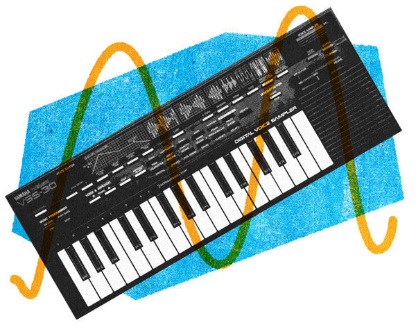 Print-like illustration of a synthesizer