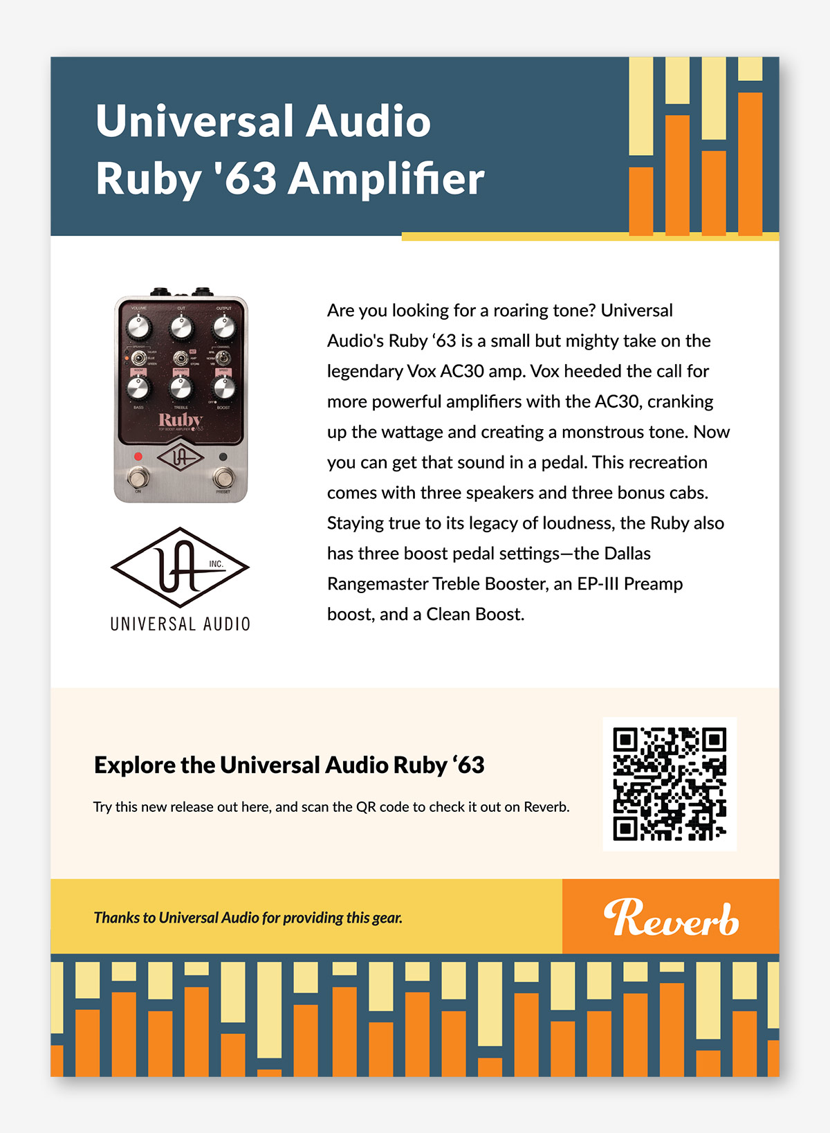 Mockup of a sign for the Universal Audio Ruby pedal